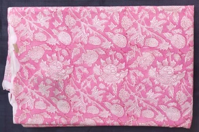 Indian Print Hand Block Printed Cotton Fabric  - Image 1 of 4