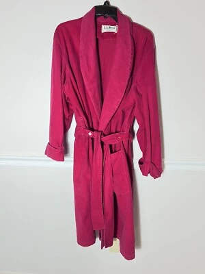Roupão de banho masculino vintage LL Bean médio M borgonha vermelho cinto manga longa - Imagem 1 de 4