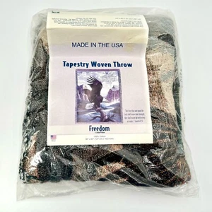 Linda Picken 100% Cotton Freedom 50x60in Tapestry Woven Throw Eagle Blanket - Picture 1 of 10