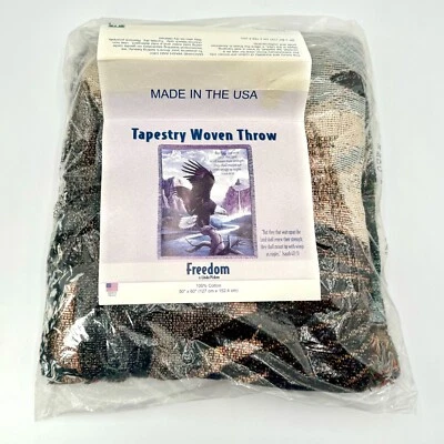Linda Picken 100% Cotton Freedom 50x60in Tapestry Woven Throw Eagle Blanket - Image 1 of 4