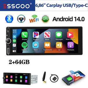 Autoradio 1 DIN 2+64G Android 14 Carplay GPS Navi Bluetooth WIFI RDS Touchscreen - Bild 1 von 14