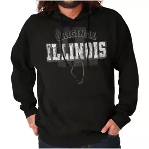 Illinois Original Hometown Vacation Gift IL Hoodie Hooded Sweatshirt Men Women - Picture 1 of 9