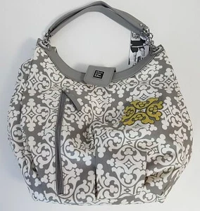 Diaper Bag Petunia Pickle Bottom Hideaway Hobo Breakfast in Berkshire Gray NEW - Picture 1 of 8