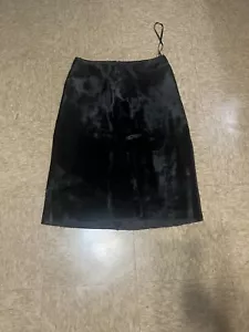 BLACK LABEL COLLECTION RUNWAY BLACK PONY SKIN LEATHER SKIRT NWOTGS SZ 8 - Picture 1 of 3