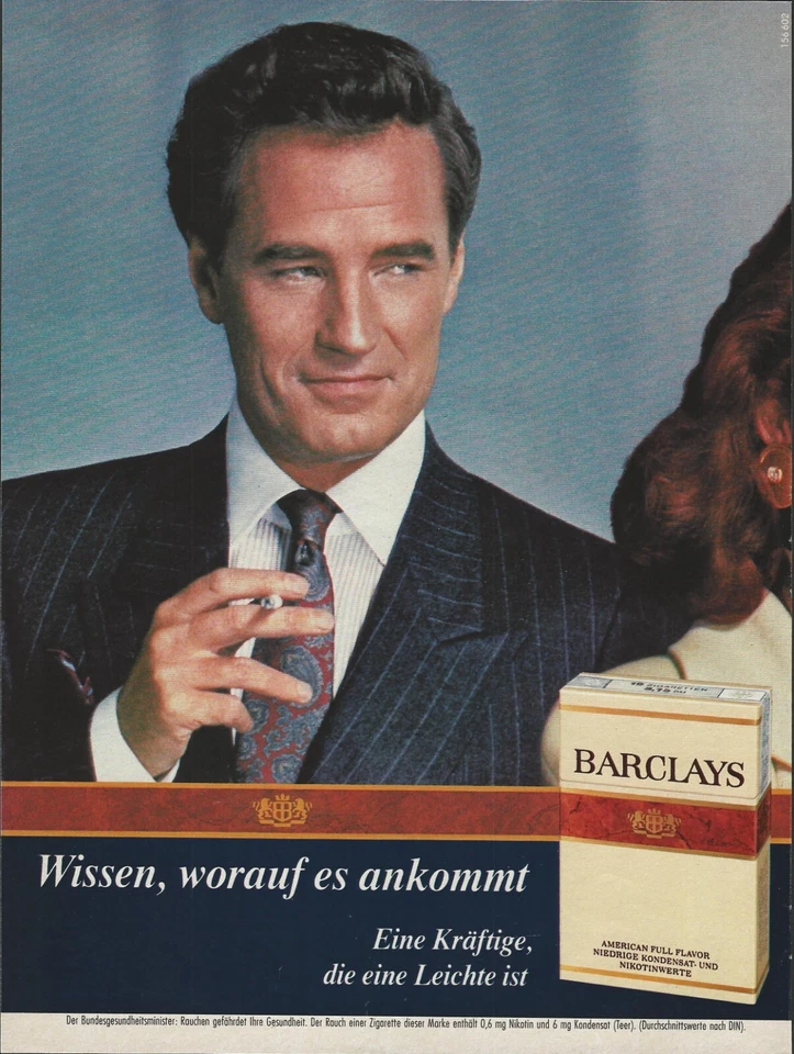 Anuncio impreso original de cigarrillos Barclays 1986 Foto 1 de 1