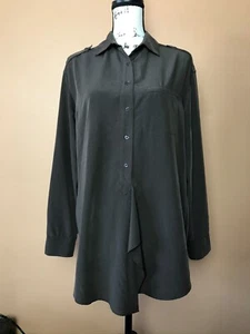 Vince Brown Medio botón Blusa de manga larga Túnica Tamaño superior Mediana - Imagen 1 de 7