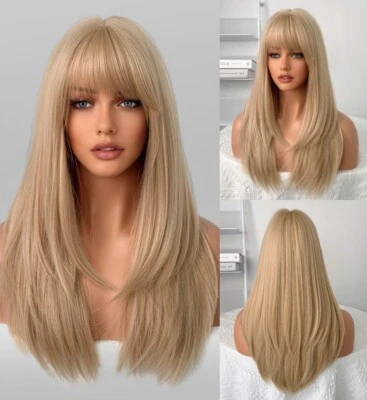 MISSWEN Long Straight Hitzebeständiges Haar Honigblond Cosplay Party Wigs With Bangs