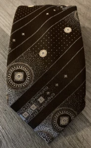 TERYLENE Vintage 1970er Herrenkrawatte 57" braun Medaillon Punkte ATOMIC MOD Streifen gebraucht, in einwandfreiem Zustand - Bild 1 von 3