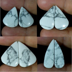 Cabujón de pera jaspe howlita blanco natural par de piedras preciosas sueltas a juego - Imagen 1 de 43