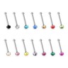 Golden Press Fit Gem Top L-Shaped Nose Ring