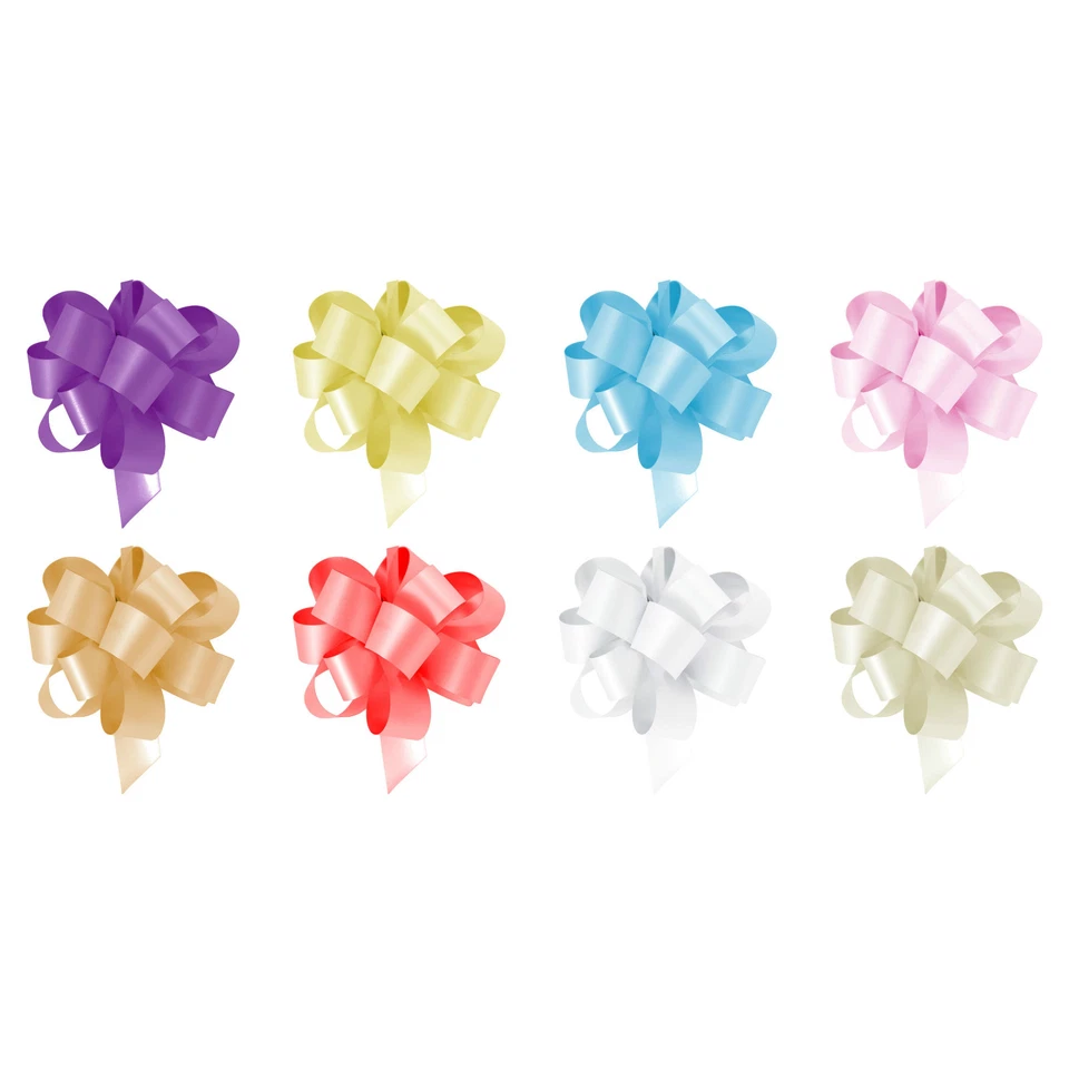 ROCKING PARTY 5cm Self Tie Pull Bow Ribbons Xmas Christmas Gift Festive Decorations - 10 Pack