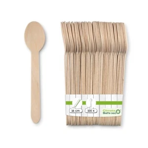 100 Cuillères en bois jetables 16 cm biorevêtues pour aliments chauds/froids sna - Bild 1 von 1