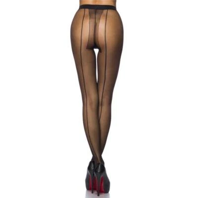 Sexy Nylon Strumpfhose mit Ziernaht Schwarz 34/36/38 #AC561 - Bild 1 von 4