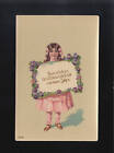 Mädchen rosa Kleid Tafel Blumen, Glückwunsch zum neuen Jahre, Köthen 31.12.1901