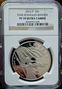 2012 STAR SPANGLED BANNER Silver Dollar NGC PF70💥FLAWLESS QUALITY💥 - Picture 1 of 5