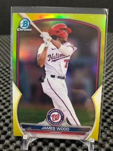 2023 Bowman James Wood BCP-129 Yellow Refractor /75 | Washington Nationals - Picture 1 of 2