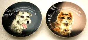 "Impresionantes placas de cerámica de 7" vintage década de 1950 MCM 3D para gatos y perros" para gatos y perros - Imagen 1 de 4