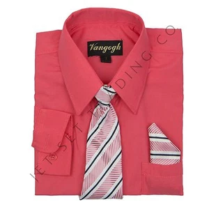 Boys New Melon Dress Shirt V2000 with Matching Tie & Hankie Long Sleeves 4 to 20 - Picture 1 of 6