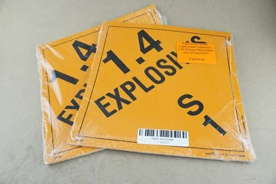 Pack of 50 PSR76 Labelmaster Explosive 1.4S Placard Removable Vinyl 273x273mm