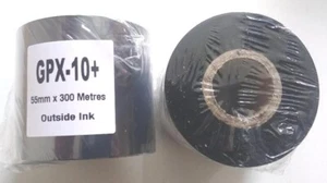 2x Thermal Transfer Ribbons 55mm x 300 Meters Wax - Resin GPX-10+ - Picture 1 of 5