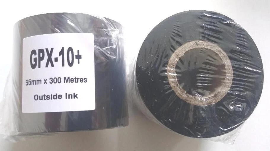 2x Thermal Transfer Ribbons 55mm x 300 Meters Wax - Resin GPX-10+ - Image 1 of 4