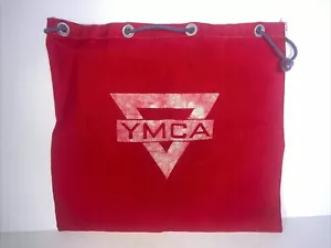 Vintage YMCA Canvas Bag Red 1950s 60s Gym Bag Swimming Draw String Rare - Picture 1 of 8