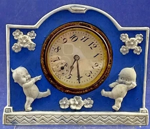 Vintage Rose O'Neill Kewpie Doll Germany Antique Wedgwood Blue Jasperware Clock - Bild 1 von 5