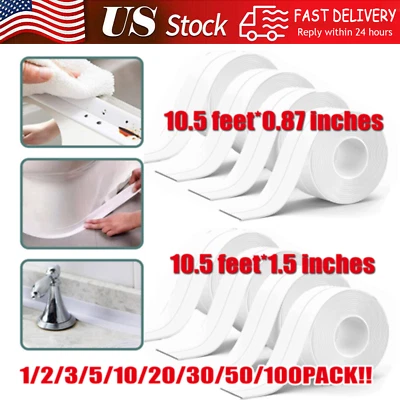 10.5FT PVC Self Adhesive Caulk Sealing Strip Tape For Kitchen Wall Sink Toilet - Image 1 of 4