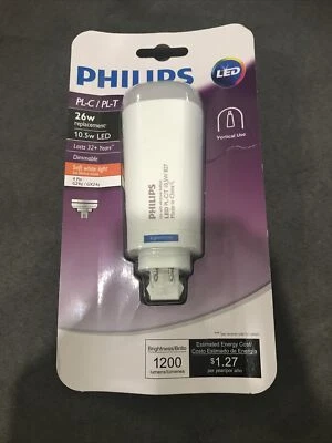 PHILIPS PL-C PL-T LED Bulb 26W 10.5W Soft White Light Dimmable Vertical - Image 1 of 2