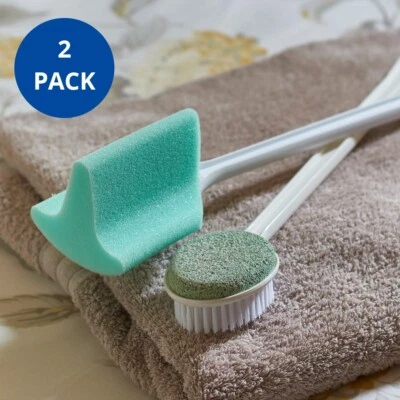 The Helping Hand Company Long Handled Sponges Foot Care Kit Feet and Toe Cleaner