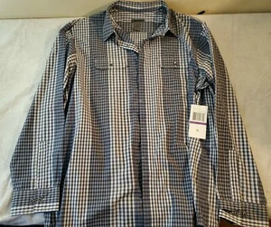 Spring Mercer Men's Hidden Button Front Shirt Grey And White Plaid Size 2XL NWT - Picture 1 of 5