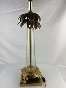 Mundgeblasene Tischlampe aus Glas und Messing Palme von Frederick Cooper - Bild 1 von 14