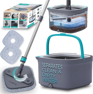 True Clean Spin Mop & Bucket System – Dual Compartment Design for Clean & Dirty - Bild 1 von 12