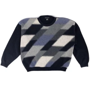 90s geometric crewneck sweater 1990s vintage - Picture 1 of 4