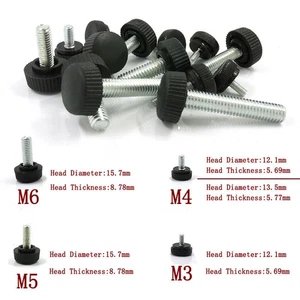 Thumb Screws Plastic Black Round Head Knurled Knob Grips Thumbscrews M5 M6  - Picture 1 of 6