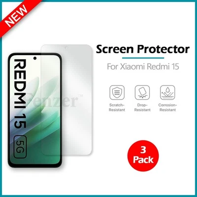 Pack de 3 protectores de teléfono con pantalla LCD ultra transparente HD para Android Xiaomi Redmi 15 Foto 1 de 4