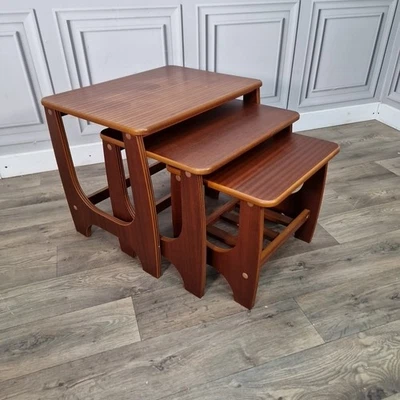 Vintage Nest Of Tables – Mid Century Modern Style – Retro Danish Teak MCM - Side - Image 1 of 4