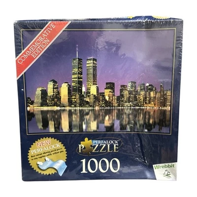 Rompecabezas Wrebbit Perfalock 1000 piezas NY Skyline espuma nocturna 26,5" x 17,8" caja dañada Foto 1 de 4
