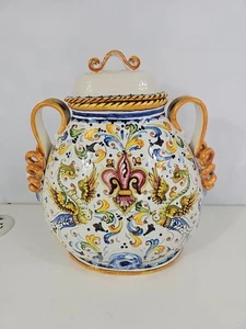 Large Fiori Ceramic Jar Made Italy - Picture 1 of 13