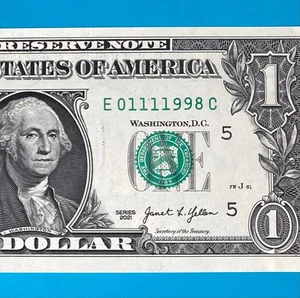 January 11, 1998 (E 01111998 C) BIRTHDAY $1 One Dollar Bill *UNC* - Picture 1 of 4