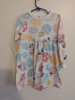Girls Disney Minnie & Mickey Mouse Easter Egg Print Dress Size 4T GUC - Image 1 of 3