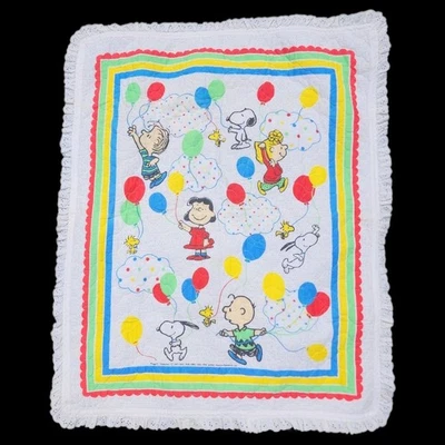 Manta Bebé Peanuts Snoopy Globos Nubes Edredón Charlie Marrón 34x43 Volantes De Colección Foto 1 de 3