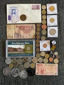 Collectible Junk Drawer Coin Lot NEW ORLEANS MINT SILVER BARBER DIME,1918 King G - Picture 1 of 17