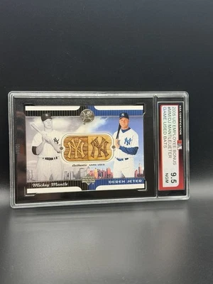 Mickey Mantle Derek Jeter 2005 UD Empleado Exclusivo Doble Bate KSA 9.5 Juego Usado Foto 1 de 3