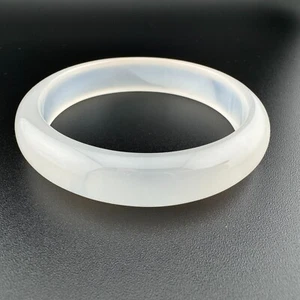Authentic Untreated Natural Chalcedony Bangle Bracelet - 56mm Translucent - Picture 1 of 15