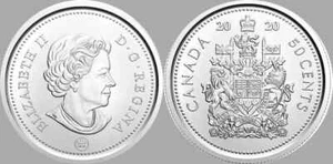 Canadá 2020 50 centavos Isabel II UNA MONEDA DE ROLLO RECIÉN ABIERTO - Imagen 1 de 1