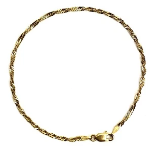 Aurafin 14k Solid Yellow Gold Singapore Style Chain Link Bracelet 7 1/8” 1.33g - Picture 1 of 10
