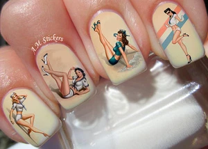 Juego de 22 calcomanías de transferencia vintage para arte en uñas para mujeres - A1063 - Imagen 1 de 1