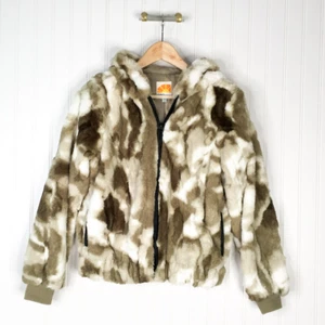 C&c California Womens Hooded Jacket Coat Multicolor Animal Print Zip Faux Fur S - Picture 1 of 4
