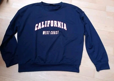 A88 Sweater Shirt Shein Blau Aufschrift S 36 Oversize  - Bild 1 von 4